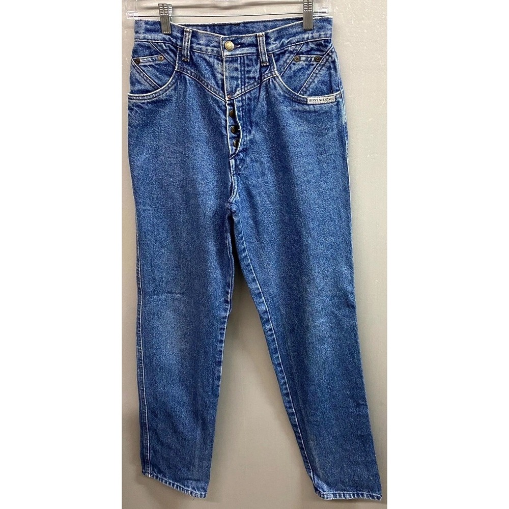 VTG Rocky Mountain Jeans Womens 29 Blue Denim Cotton Tapered Leg Medium Wash